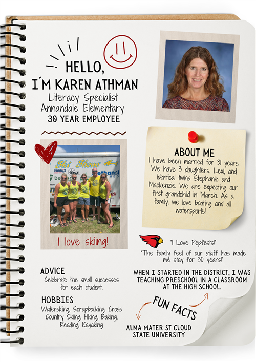 Hello I'm Karen Athman Literacy Specialist 30 Year Employee